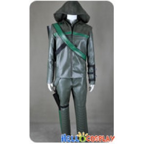 Green Arrow Cosplay Oliver Queen Dark Green Leather Costume