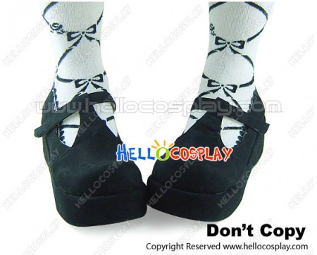 Suede Black T Strap Platform Princess Lolita Shoes