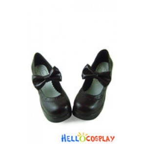 Brown IW Charlotte Bow Chunky Sweet Lolita Shoes