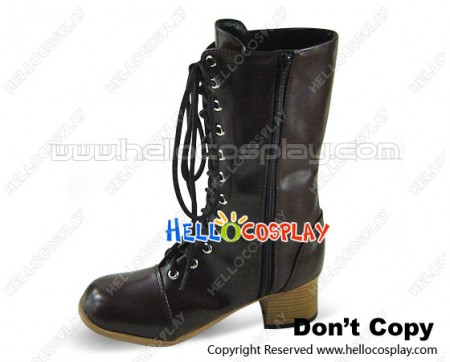 Brown Zipper Shoelace Chunky Punk Lolita Boots