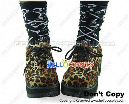 Leopard Lace Shoelace Chunky Punk Lolita Shoes