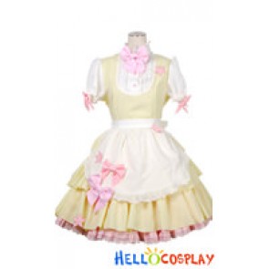 Sweet Fluffy Lace Bow Knots Stars Cosplay Maid Dress Costume