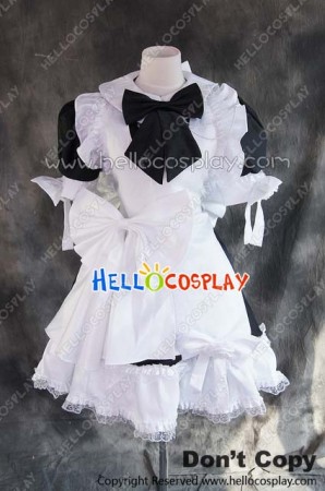 Gothic Lolita Cosplay White Black Maid Uniform Dress Costume