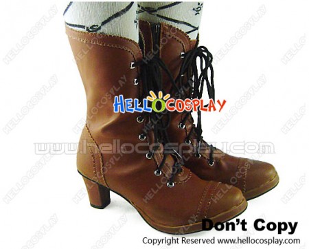 Light Brown Ruffle Lace Zipper Chunky Punk Lolita Boots