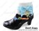 Punk Lolita Short Boots Black Mirror White Lace Metal Chain Decoration Blue Ankle Strap Bow