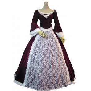 Marie Antoinette Victorian Wine Red Dress Ball Gown Prom