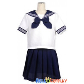 Blue White School Sailor Uniform Cosplay Dress Costume