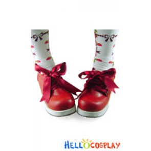 Wine Red Satin Lacing Platform Princess Lolita Shoes