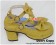 Creamy Yellow Three Bows Ruffle Chunky Princess Lolita Shoes