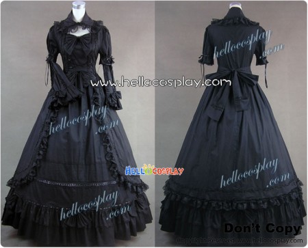 Renaissance Gothic Cotton Lolita Black Dress Ball Gown