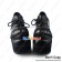 Punk Lolita Shoes Black White Grid Zipper Lace Rivet Square Buckle