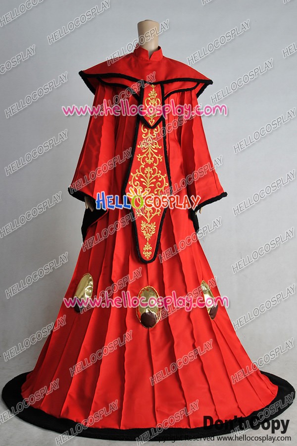Star Wars Phantom Menace Padme Amidala Cosplay Costume Red Queen Dress Gown