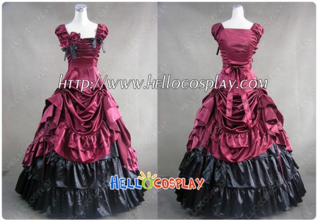 Southern Belle Satin Ball Gown Prom Wedding Red Dress