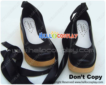 Black NaNa Satin Strap Platform Punk Lolita Shoes