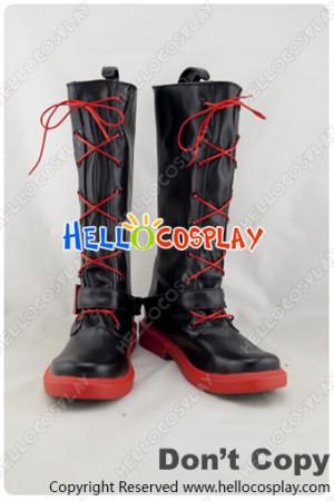 RWBY Cosplay Ruby Rose Red Shoelace Black Boots