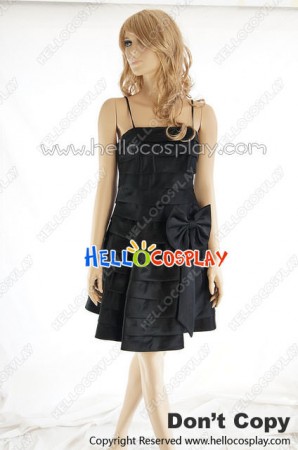 Party Cosplay Black Lady Ball Gown Sling Dress Costume