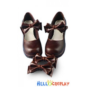 Sweet Lolita Shoes Chocolate Color Instep Strap Platform Ankle