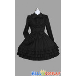 Gothic Lolita Punk Classic Black Cotton Victorian Dress