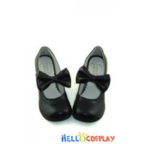 Black Charlotte Bow Chunky Sweet Lolita Shoes