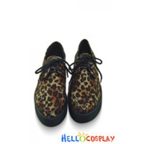 Leopard Shoelace Lace Up Platform Punk Lolita Shoes