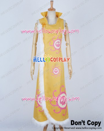 One Piece Cosplay Pirate Empress Boa Hancock Yellow Cheongsam Dress Costume