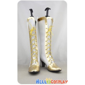 AKB48 Cosplay Shoes White Boots Yellow Shoelace