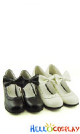 Black IW Charlotte Bow Chunky Sweet Lolita Shoes