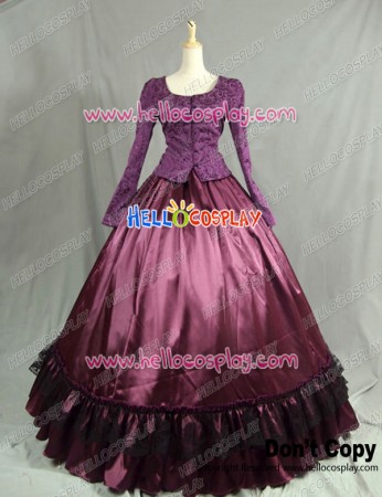 Civil War Victorian Corduroy Gown Reenactment Stage Purple Lolita Dress Costume