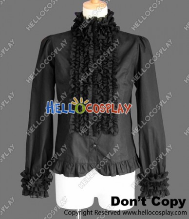 Gothic Punk Lolita Black Ruffle Blouse