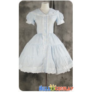 Gothic Lolita Cosplay Blue Sailor Dress Costume