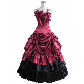 Southern Belle Satin Lolita Ball Gown Prom Red Dress