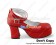 Matt Red Ankle Buckle Straps Chunky Princess Lolita Shoes