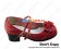 Matt Wine Red Ruffle Instep Straps Chunky Princess Lolita Shoes