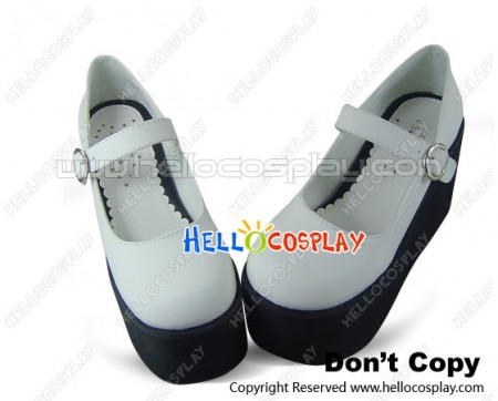 White Black Soles NaNa Strap Platform Punk Lolita Shoes