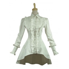 Gothic Lolita Cosplay Victorian Romantic White Blouse Ruffle Steampunk Costume