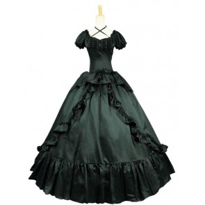 Victorian Southern Belle Ball Gown Reenactment Halloween Black Lolita Dress Costume