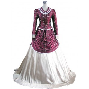 Victorian Lolita French Bustle Gothic Lolita Dress Wine Floral