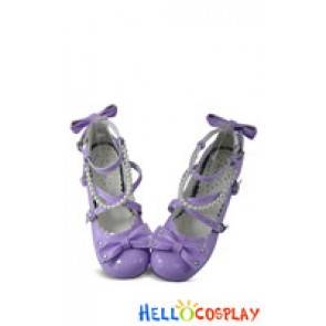 Purple Pearls String Chunky Princess Lolita Shoes