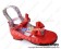 Princess Lolita Shoes Flat Red Matte Sweet Lace Ankle Strap Bow
