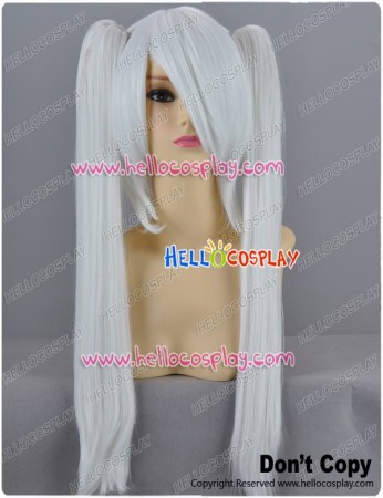 White Cosplay Wig Clip On Ponytails