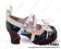 White Lace Bow Crisscross Black PU Leather Chunky Heel Shoes