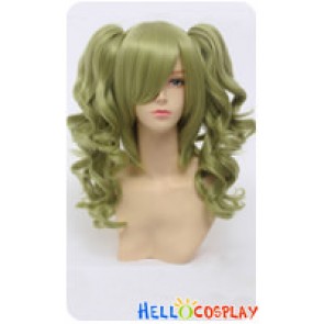 Wig Lolita Cosplay Curly Clip On Double Ponytails Golden Green