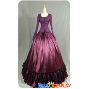 Civil War Victorian Corduroy Gown Reenactment Stage Purple Lolita Dress Costume
