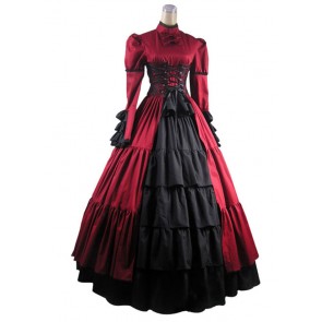 Victorian Corset Lolita Cosplay Red Dress Ball Gown