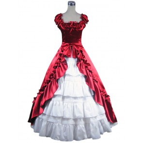 Renaissance Gothic Reenactment Red Dress Ball Gown