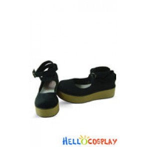 Black Beige Soles Ankle Strap Platform Punk Lolita Shoes