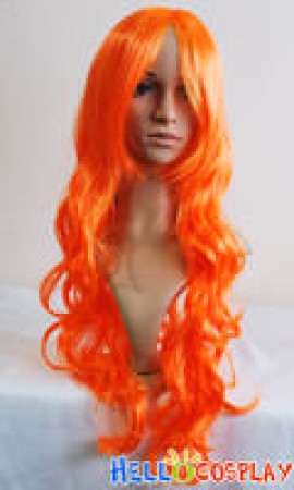 Orange Cosplay Long Curly Hair Styles 001