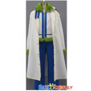 One Piece Cosplay Smoker Navy Costume Green Fur Collar White Coat