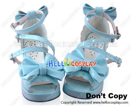 Mirror Blue Heart Shaped Ruffle Platform Princess Lolita Shoes