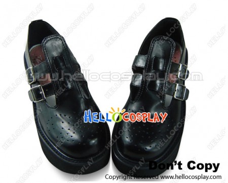 Black Double Buckles Platform Punk Lolita Shoes